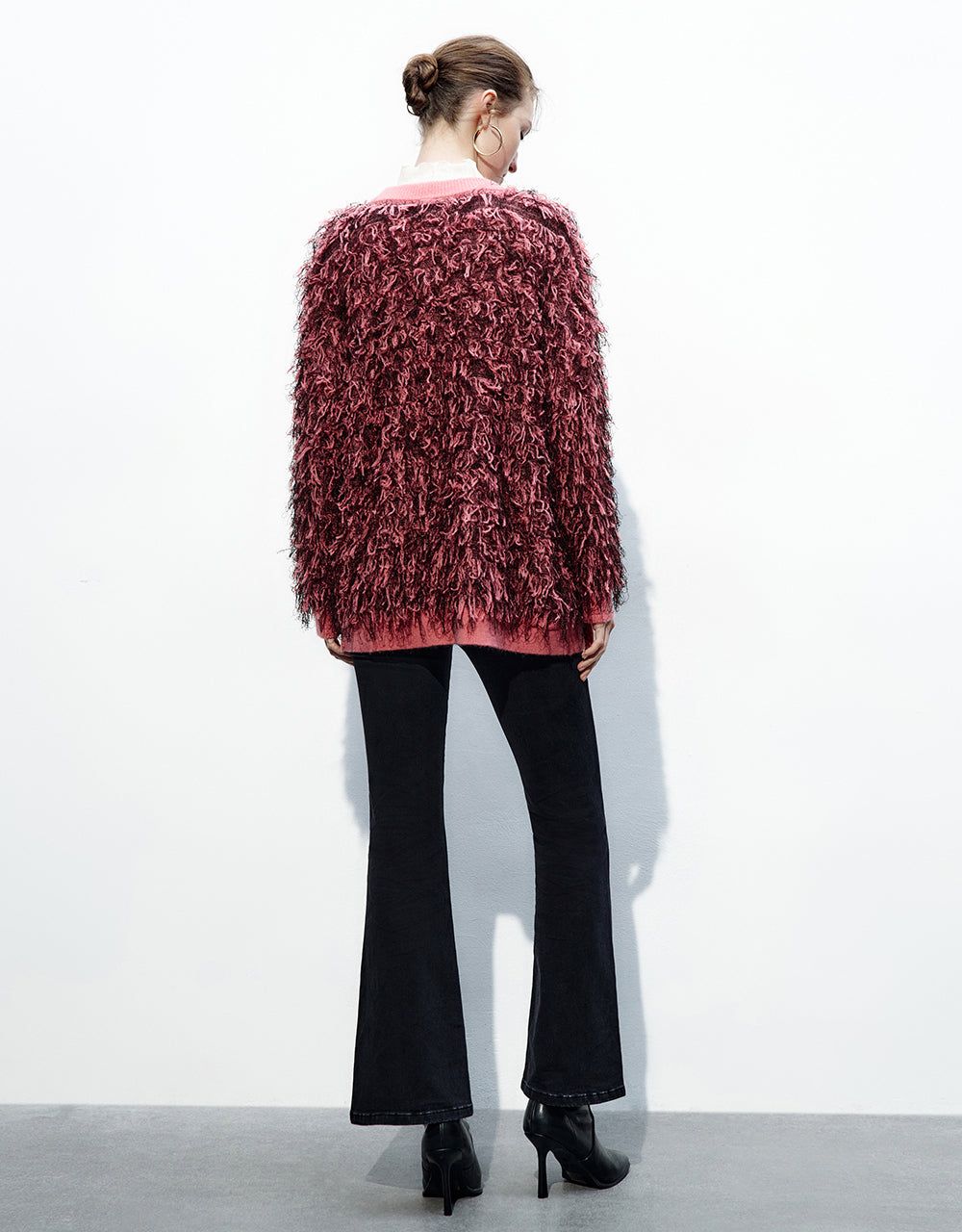 Furry V-Neck Knitted Cardigan sold by Urban Revivo product image thumbnail 4