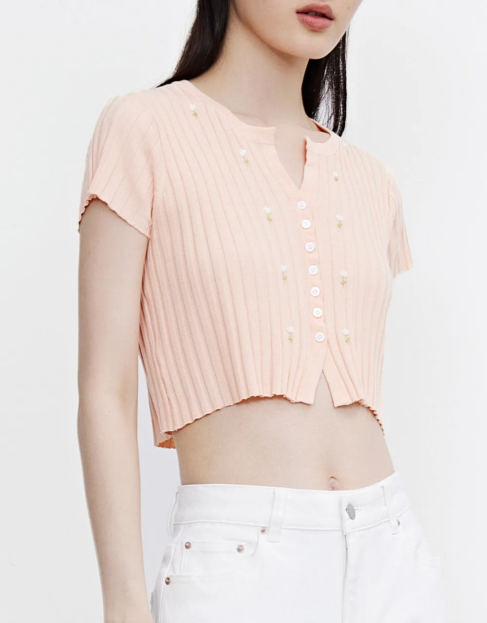 Flower Cropped Knit Top sold by Urban Revivo product image thumbnail 3