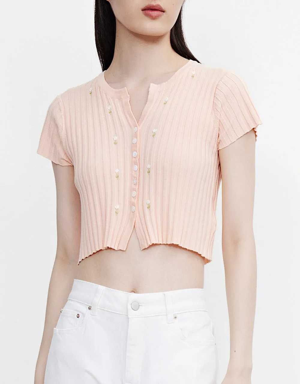Flower Cropped Knit Top sold by Urban Revivo product image thumbnail 2