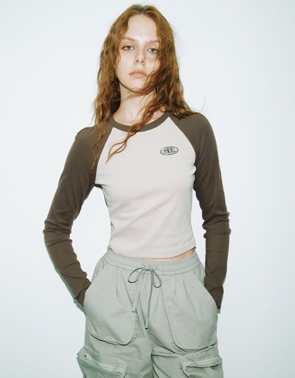 Raglan Sleeve Crew Neck Skinny T-Shirt sold by Urban Revivo