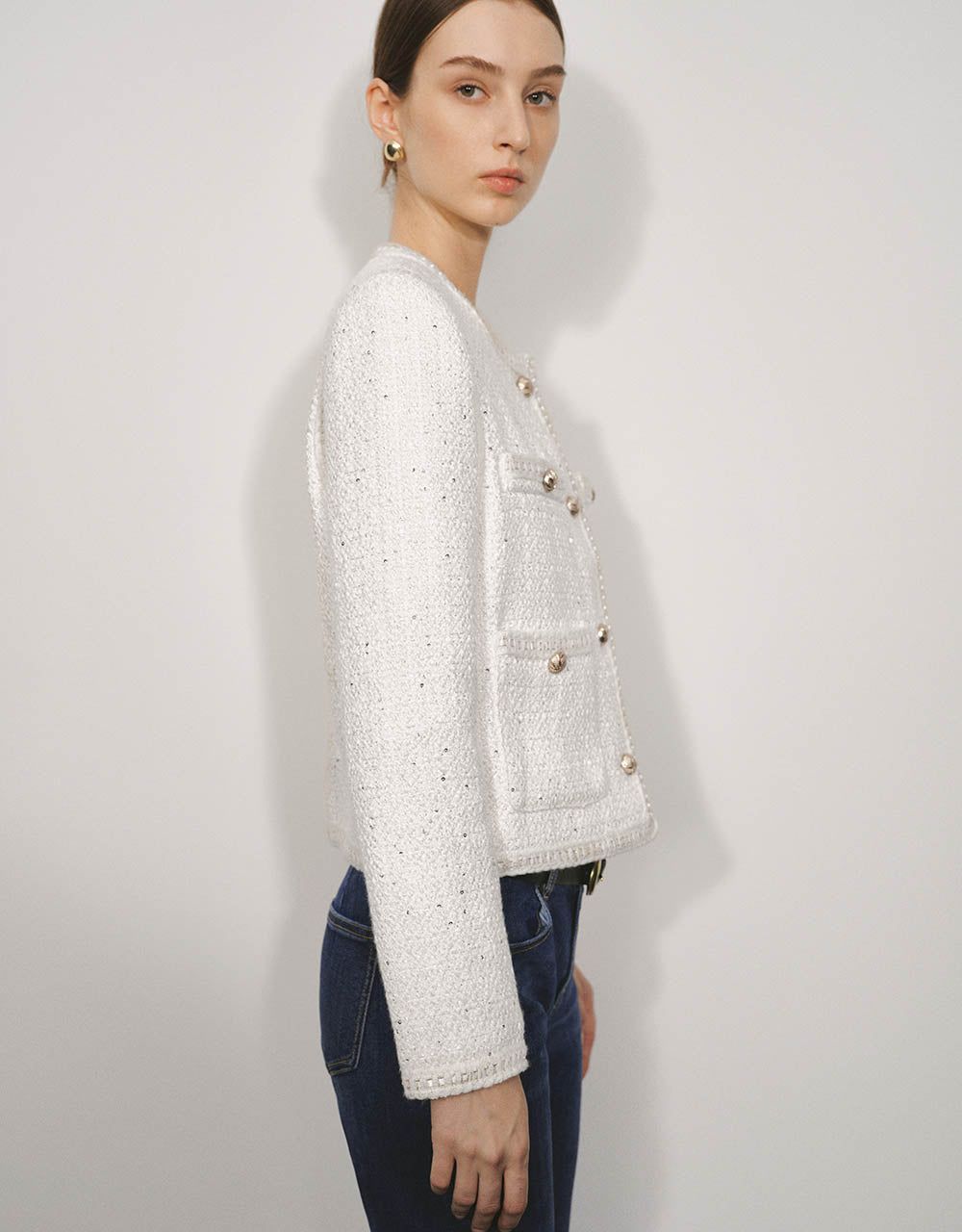 Crew Neck Tweed Jacket sold by Urban Revivo product image thumbnail 3