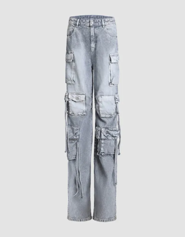 Multi-Pocket Straight Jeans sold by Urban Revivo