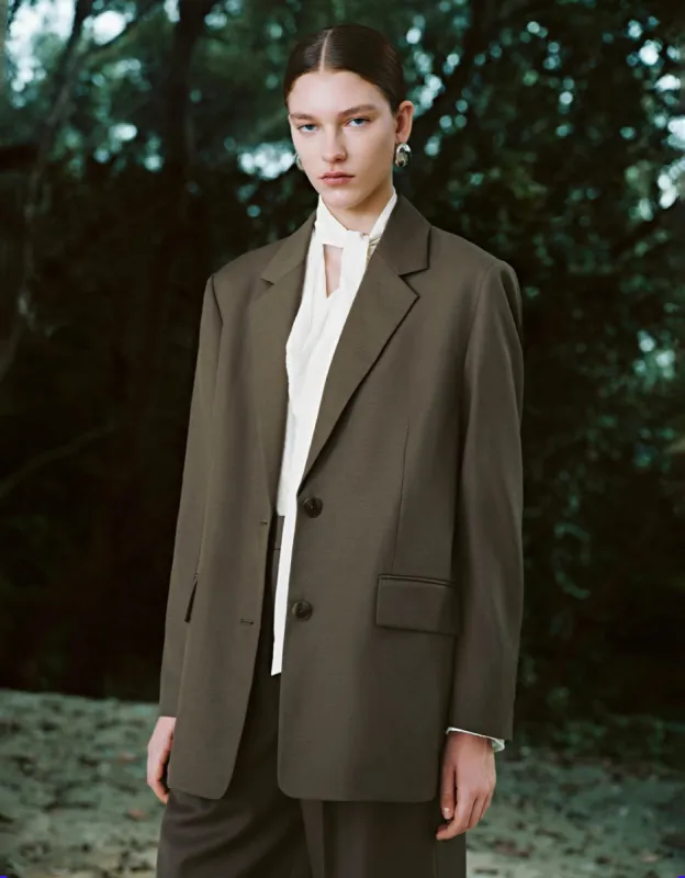 Notch Lapel Straight Blazer sold by Urban Revivo