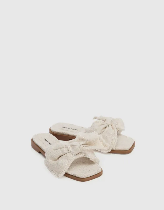 Linen Square Toe Slippers sold by Urban Revivo
