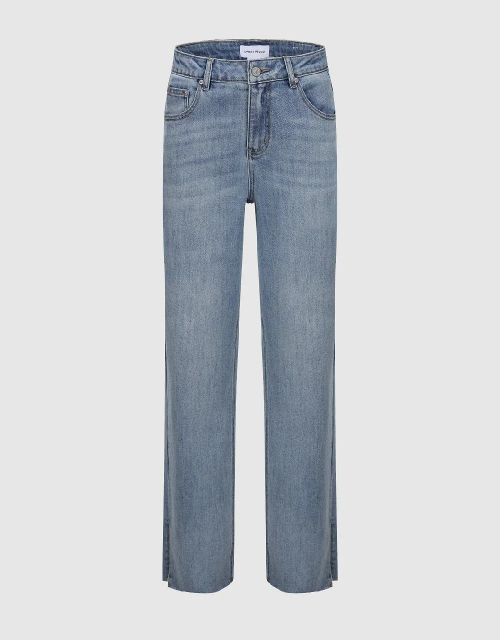 Split Hem Straight Jeans sold by Urban Revivo