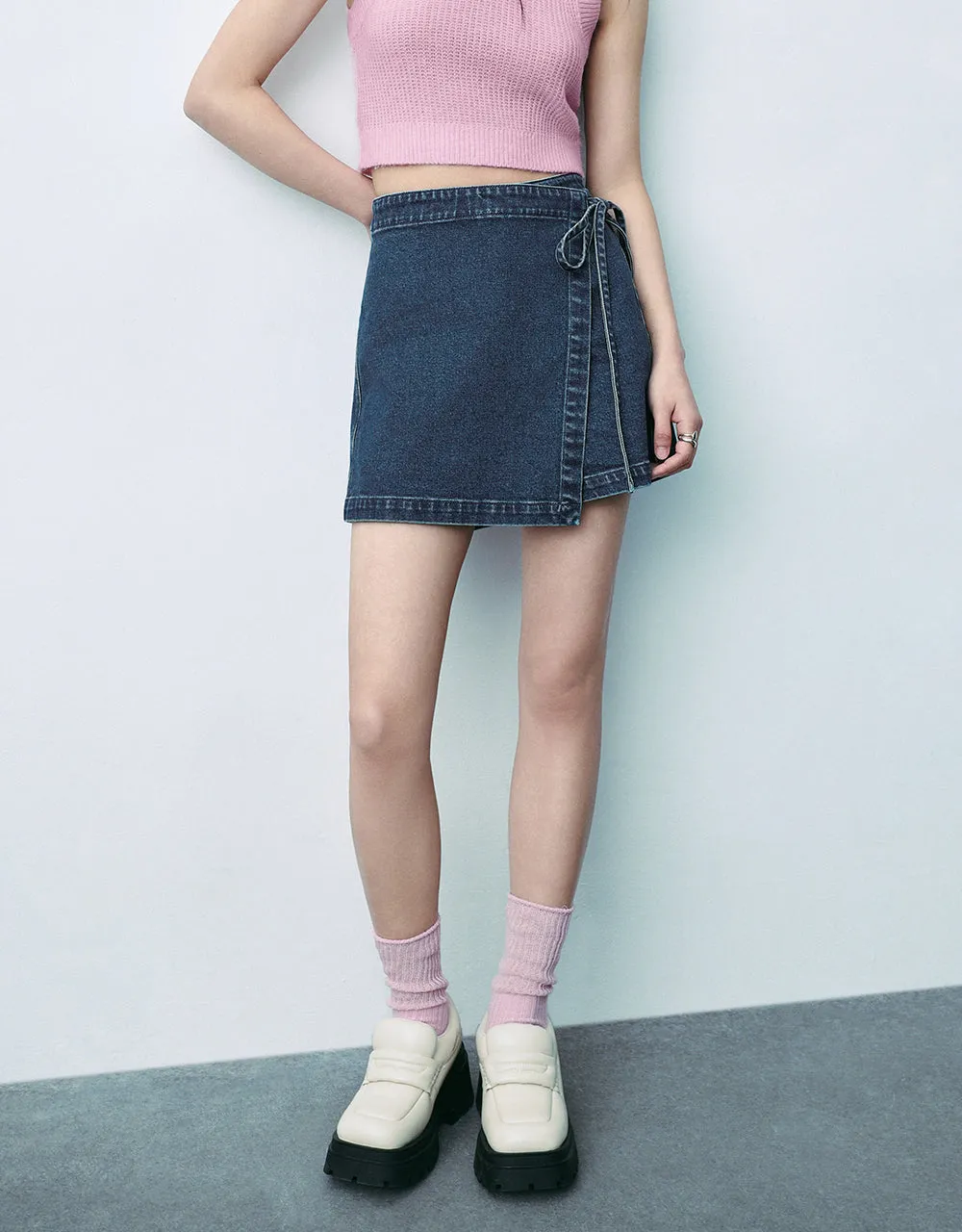 Tie Side Denm Skort sold by Urban Revivo product image thumbnail 2
