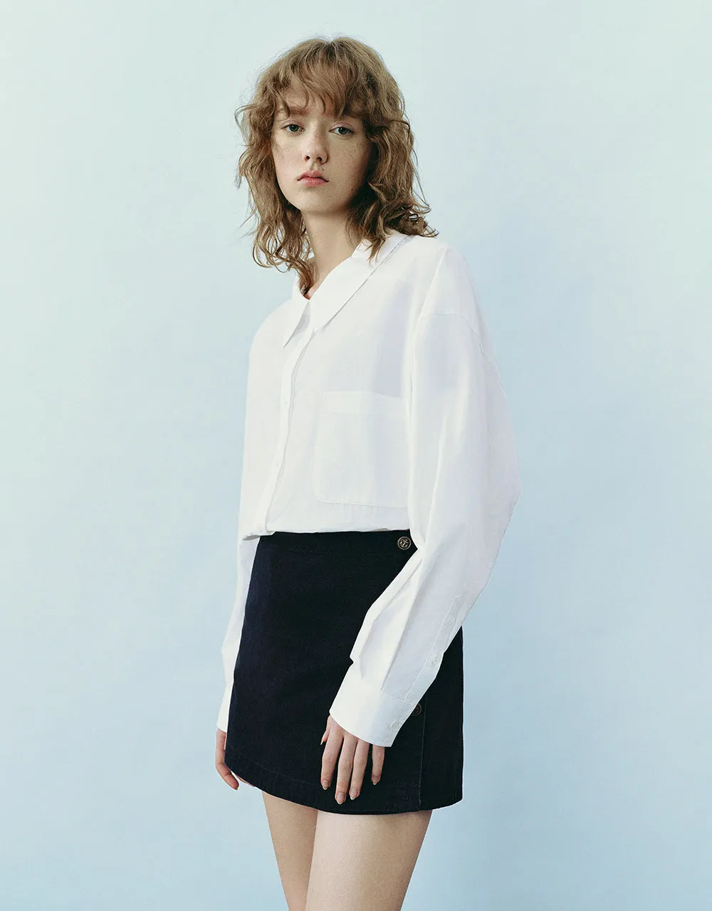 Drop Shoulder Sleeve Button Up Straight Shirt sold by Urban Revivo product image thumbnail 3