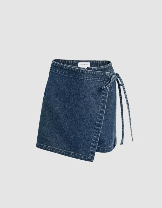 Tie Side Denm Skort sold by Urban Revivo