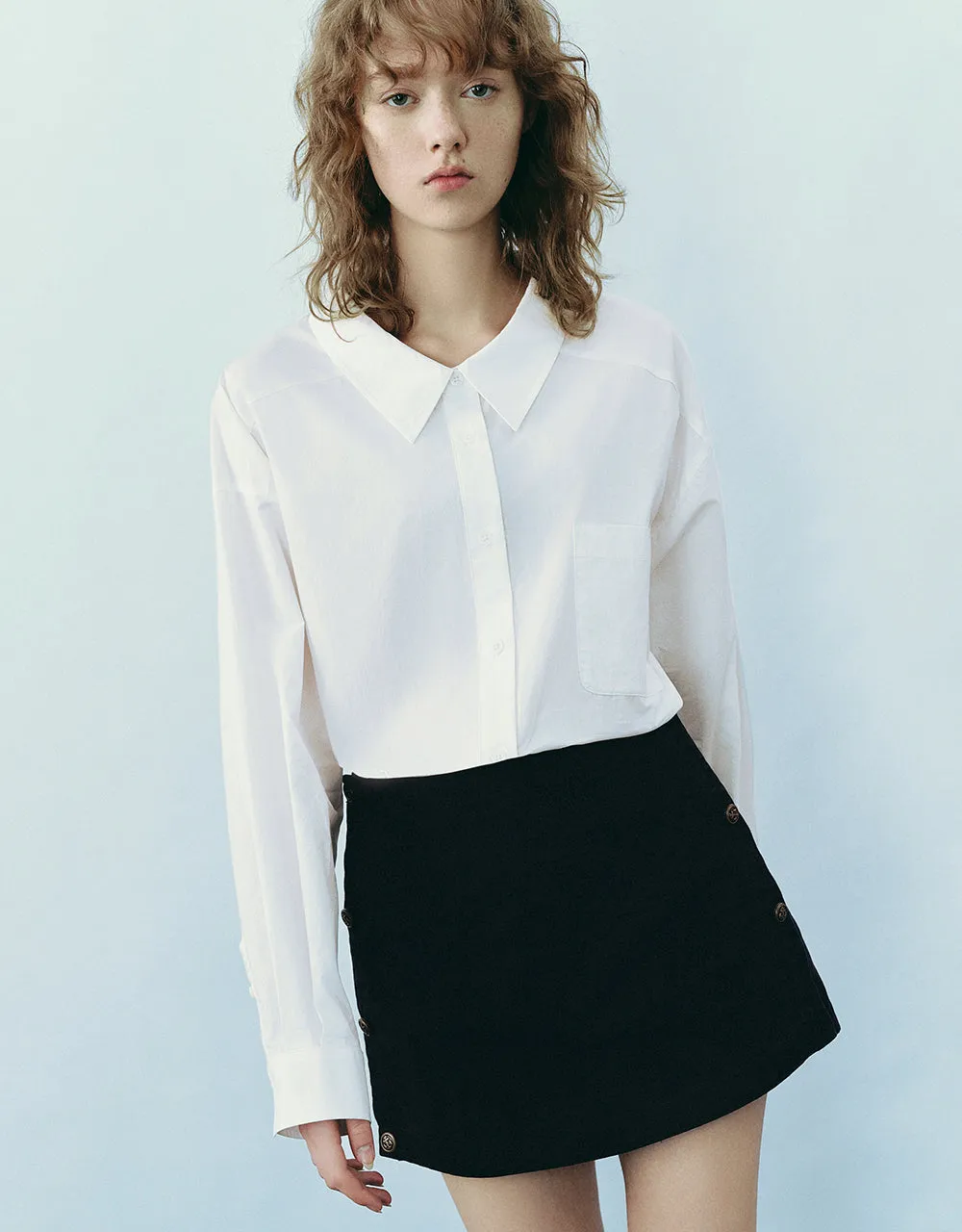 Drop Shoulder Sleeve Button Up Straight Shirt sold by Urban Revivo