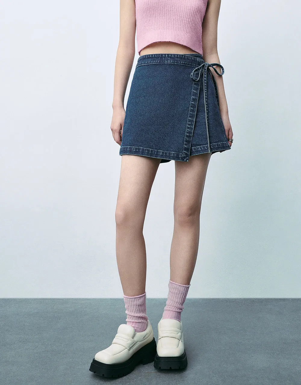 Tie Side Denm Skort sold by Urban Revivo product image thumbnail 4