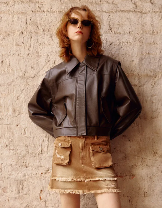 Vegan Leather Straight Jacket sold by Urban Revivo