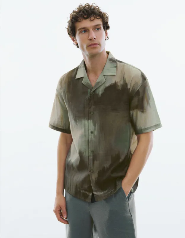 Printed Button Up Loose Shirt sold by Urban Revivo
