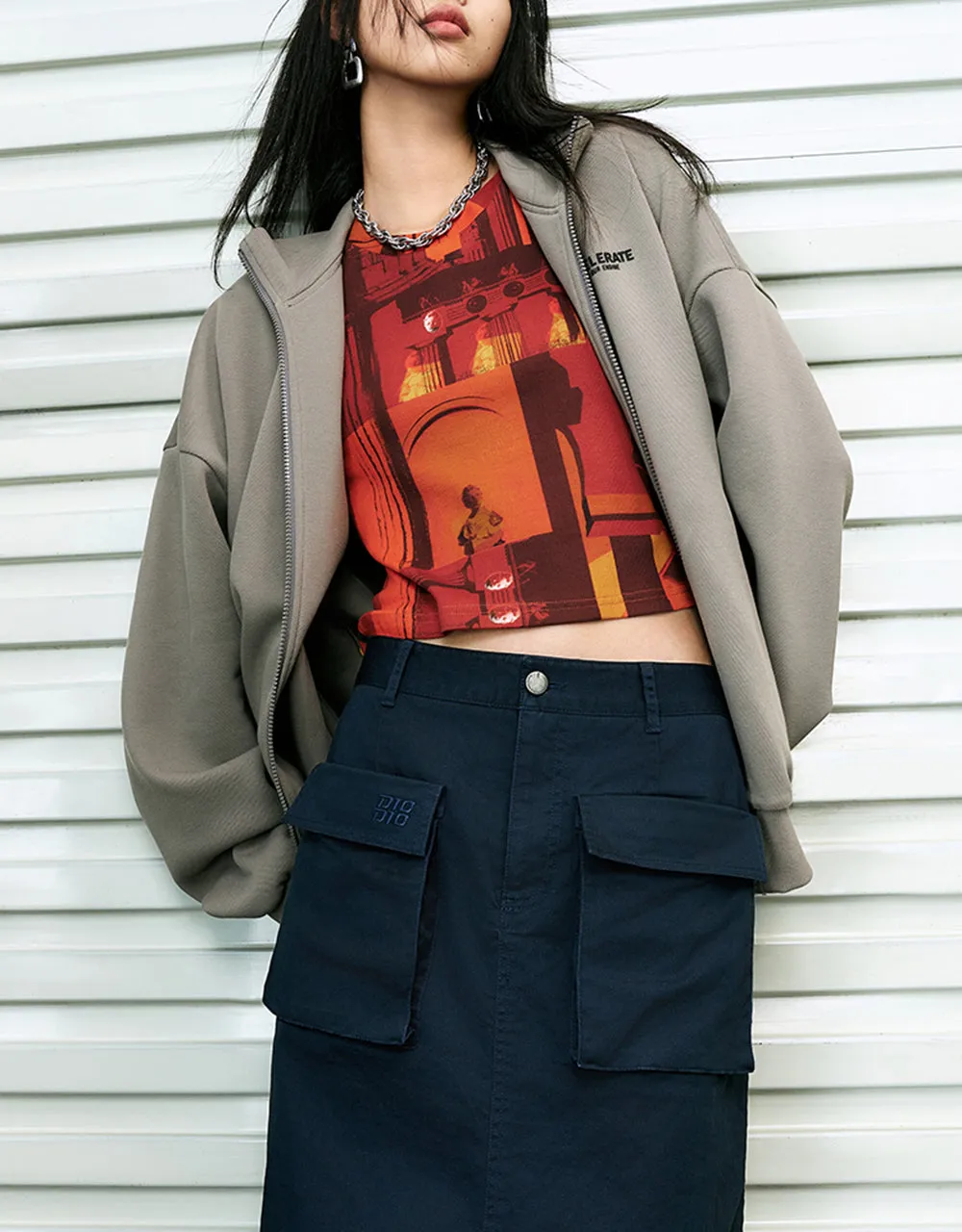 Zipper Front Straight Knitted Jacket sold by Urban Revivo product image thumbnail 5