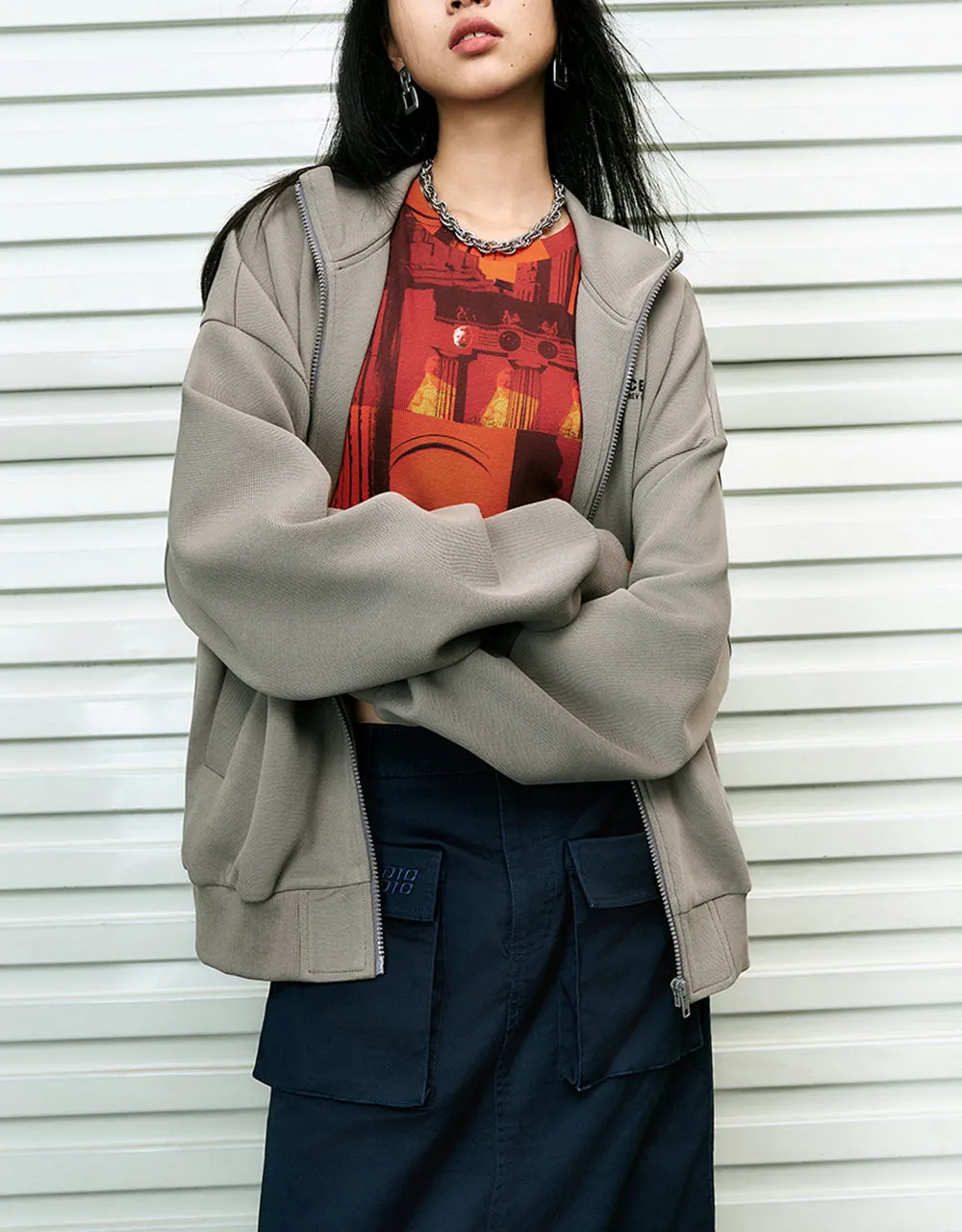 Zipper Front Straight Knitted Jacket sold by Urban Revivo product image thumbnail 2