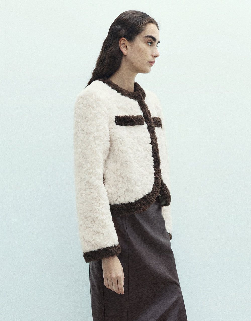 Contrast Color Cropped Teddy Coat sold by Urban Revivo product image thumbnail 5
