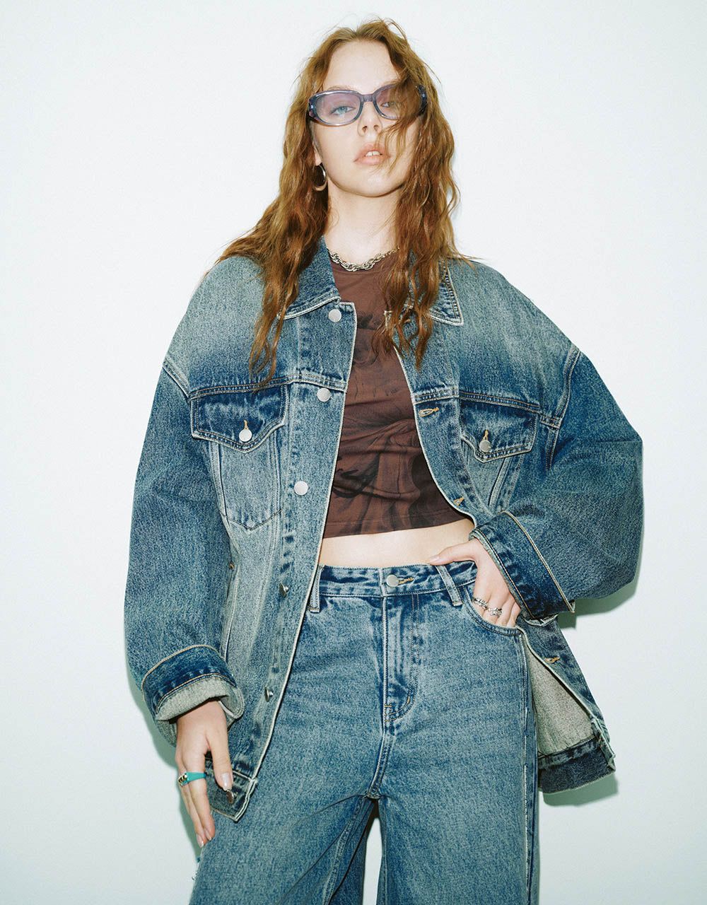 Button Up Oversized Denim Jacket sold by Urban Revivo