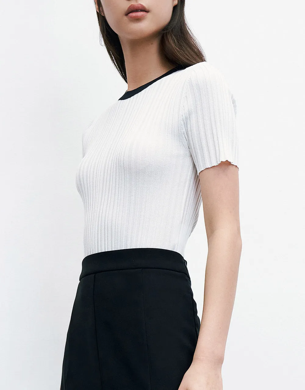 Ribbed Knit Fitted Tee sold by Urban Revivo product image thumbnail 5