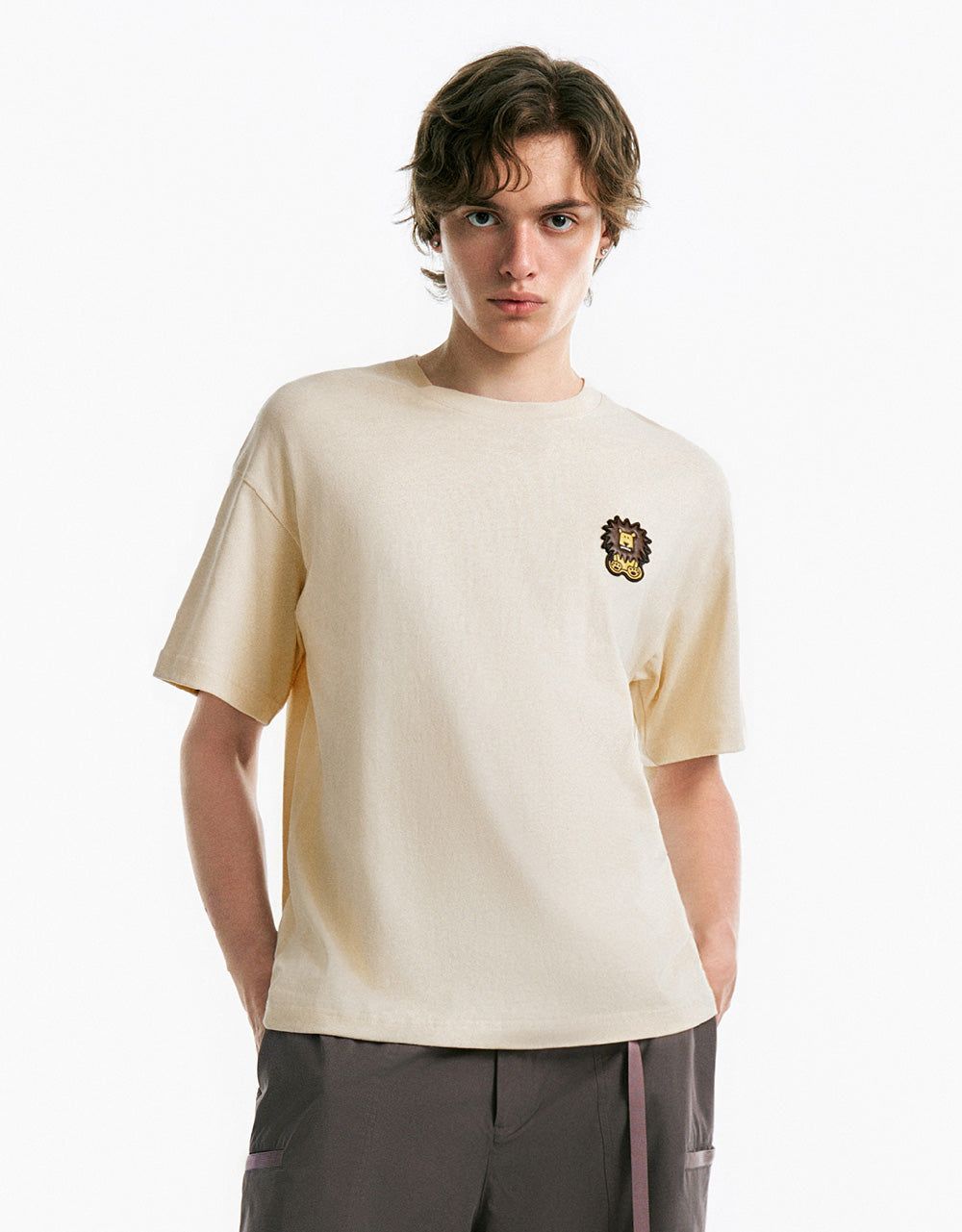 Drop Shoulder Sleeve Crew Neck T-Shirt sold by Urban Revivo