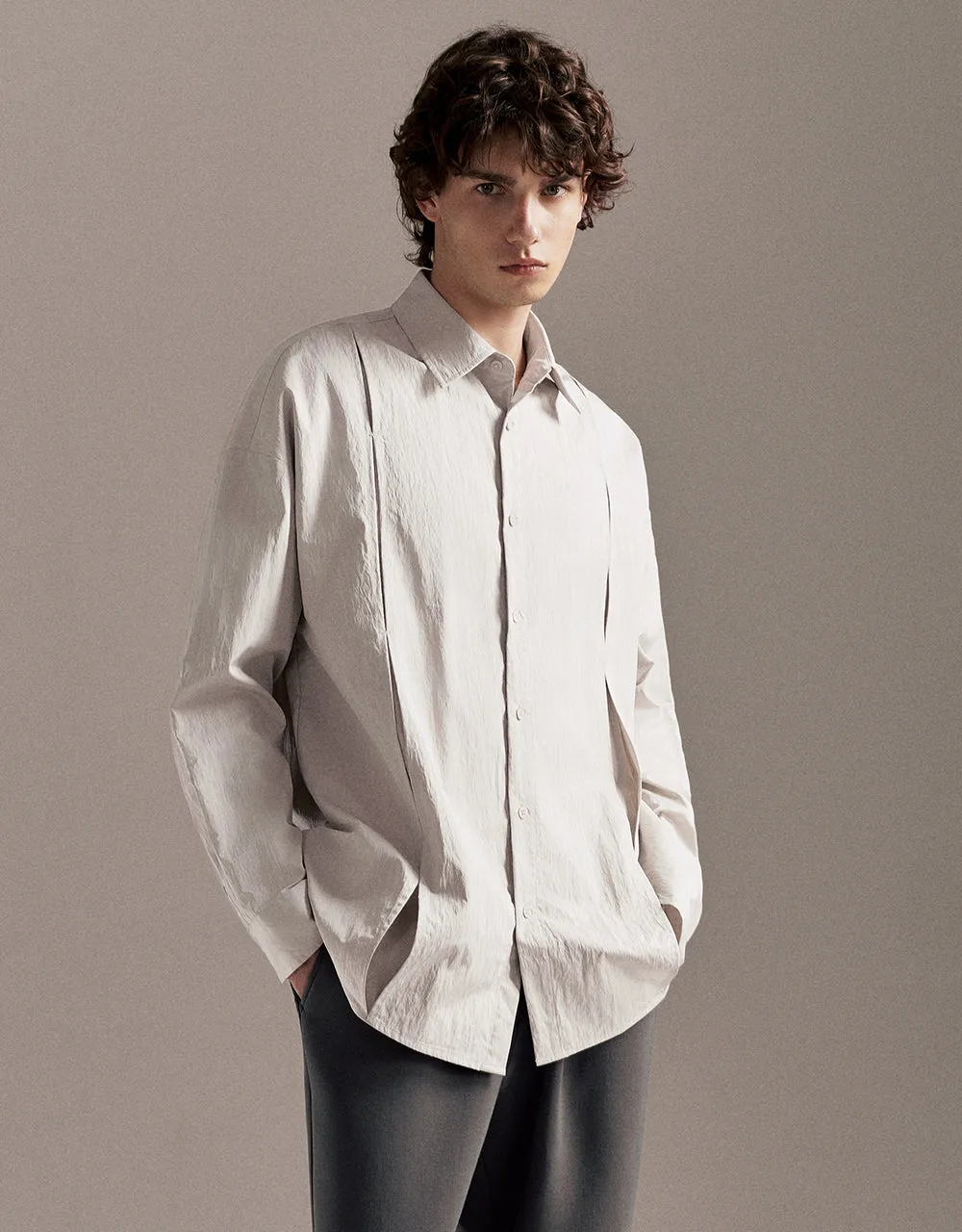 Drop Shoulder Sleeve Loose Shirt sold by Urban Revivo