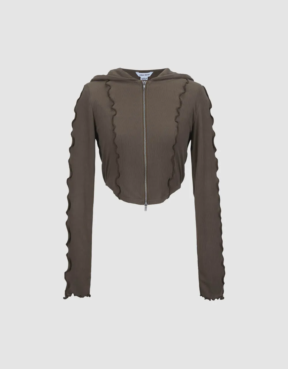 Zipper Front Hooded Knitted Jacket sold by Urban Revivo