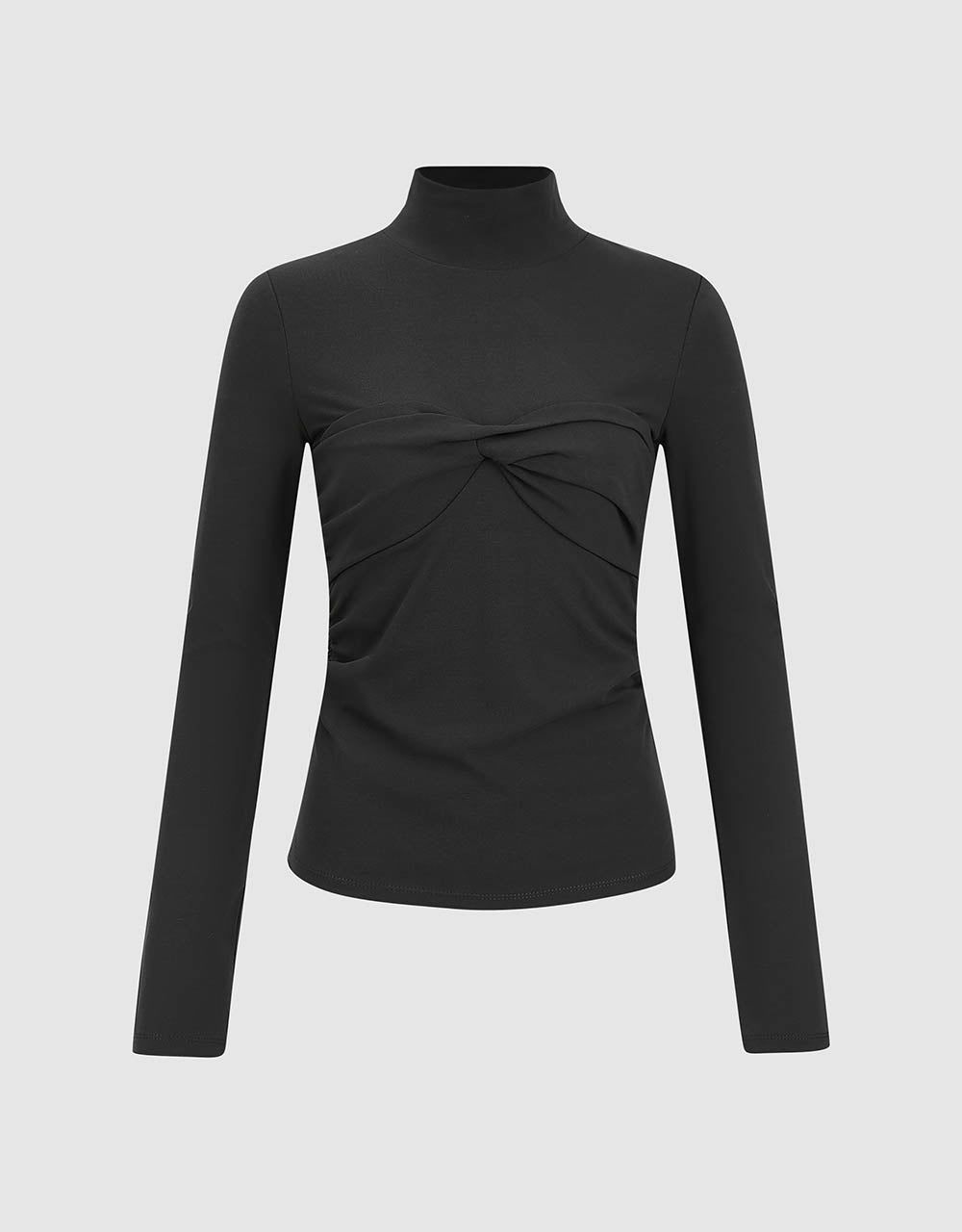 Twist Front Turtle Neck Skinny T-Shirt sold by Urban Revivo product image thumbnail 2