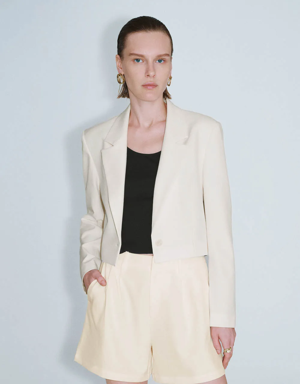 One Button Cropped Blazer sold by Urban Revivo