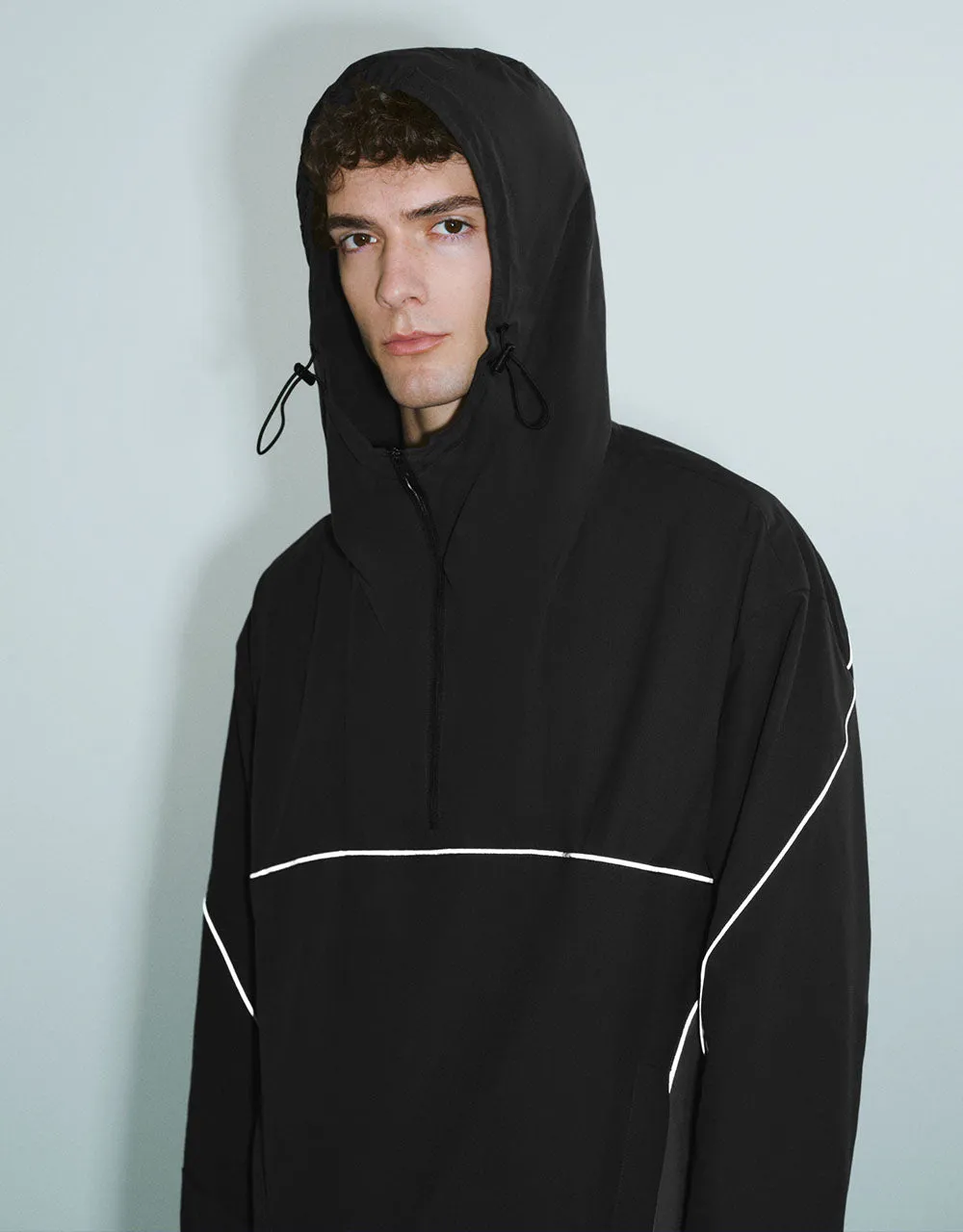 Zip Half Placket Hooded Overhead Shirt sold by Urban Revivo product image thumbnail 3