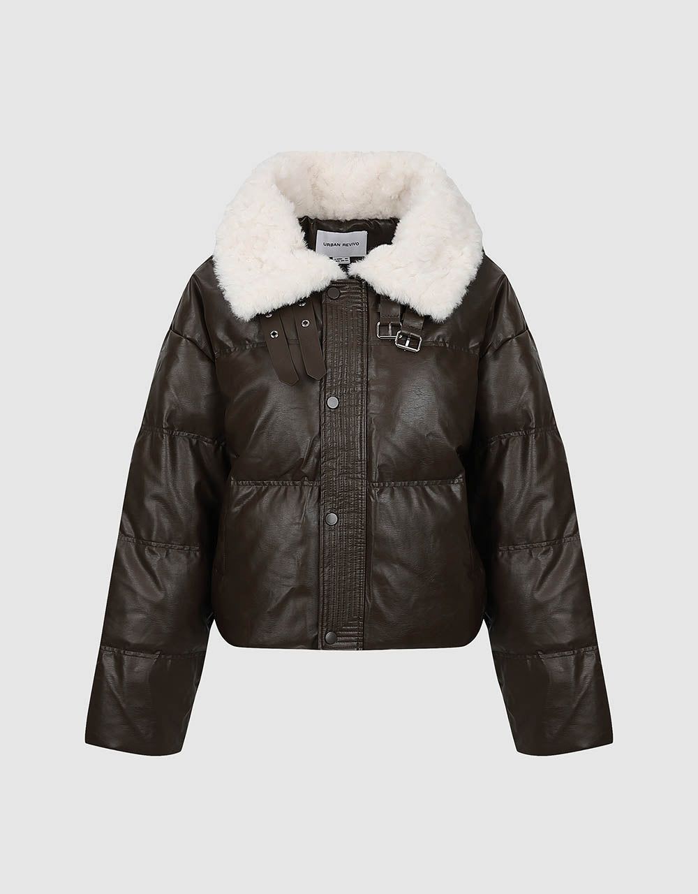 Furry Collar Bow Neck Down Jacket sold by Urban Revivo product image thumbnail 2