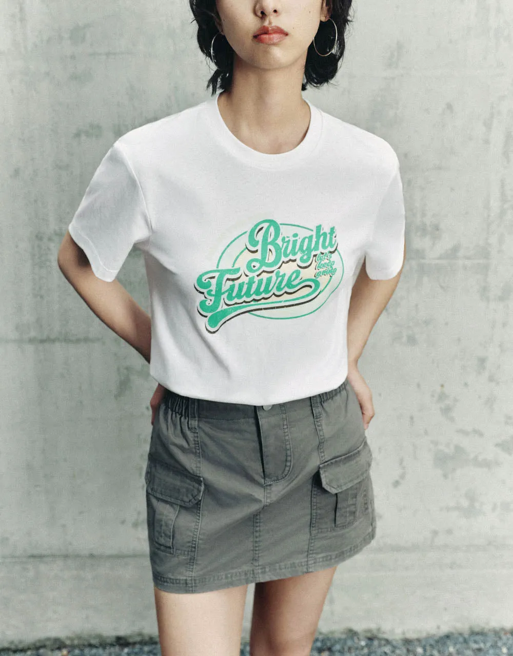 Printed Crew Neck Straight T-Shirt sold by Urban Revivo product image thumbnail 3