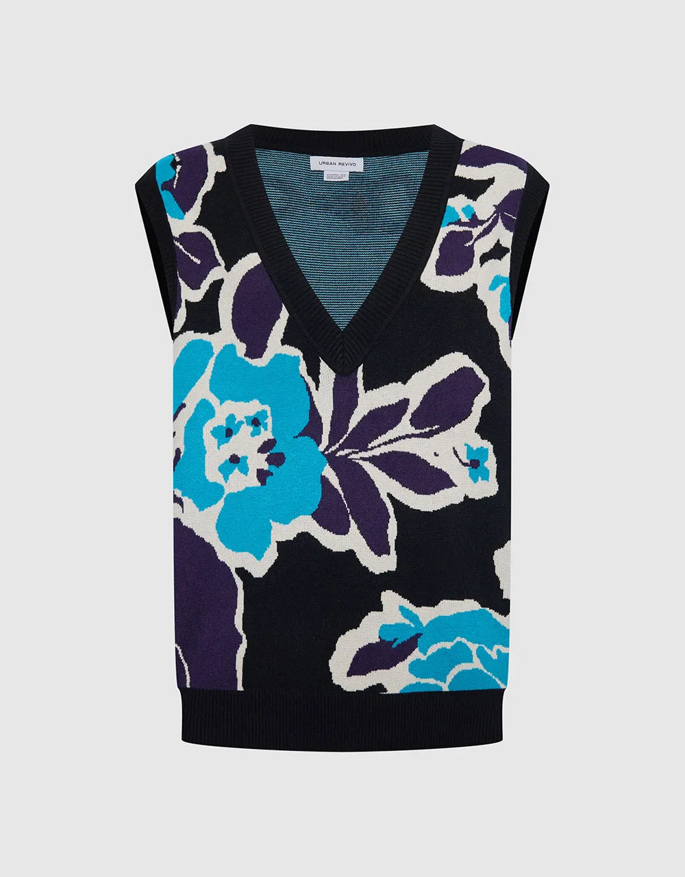 Floral Jacquard Sweater Vest sold by Urban Revivo