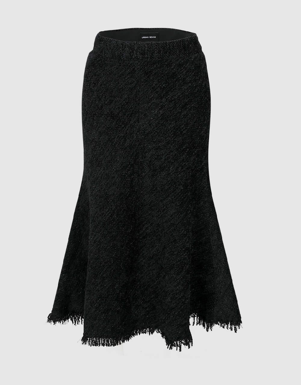 Raw Hem Midi A-Line Skirt sold by Urban Revivo