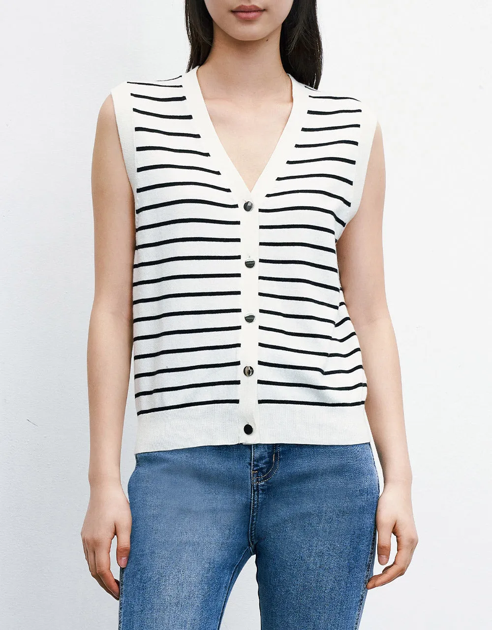 Striped Button Front Vest sold by Urban Revivo product image thumbnail 2