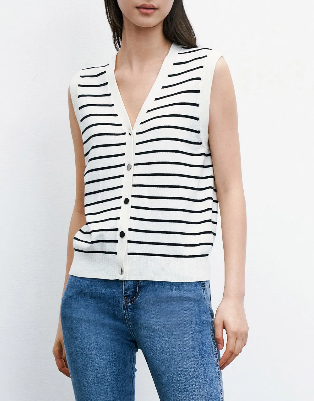 Striped Button Front Vest sold by Urban Revivo product image thumbnail 5