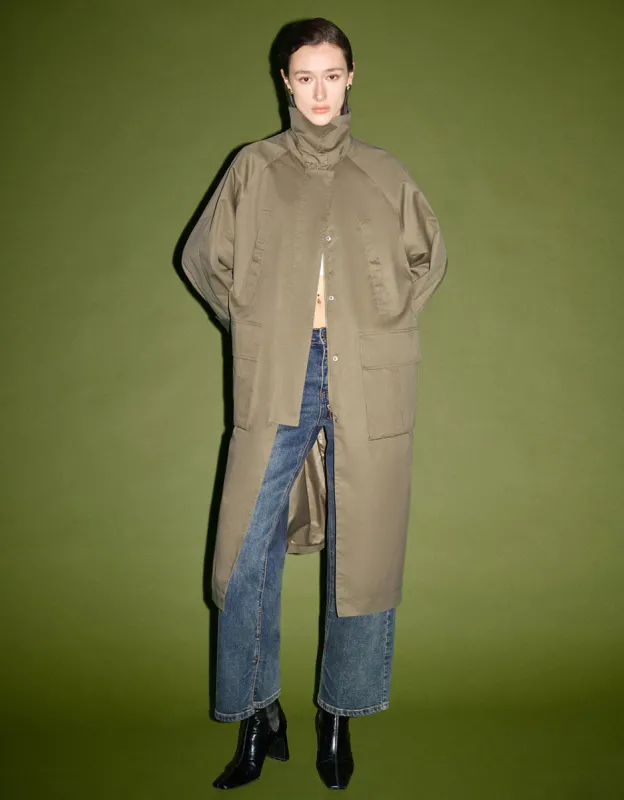 Raglan Sleeve Longline Trench Coat sold by Urban Revivo