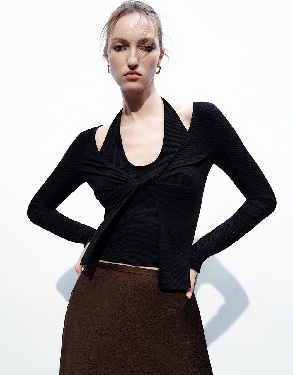 2 In 1 Twist Front Skinny T-Shirt sold by Urban Revivo