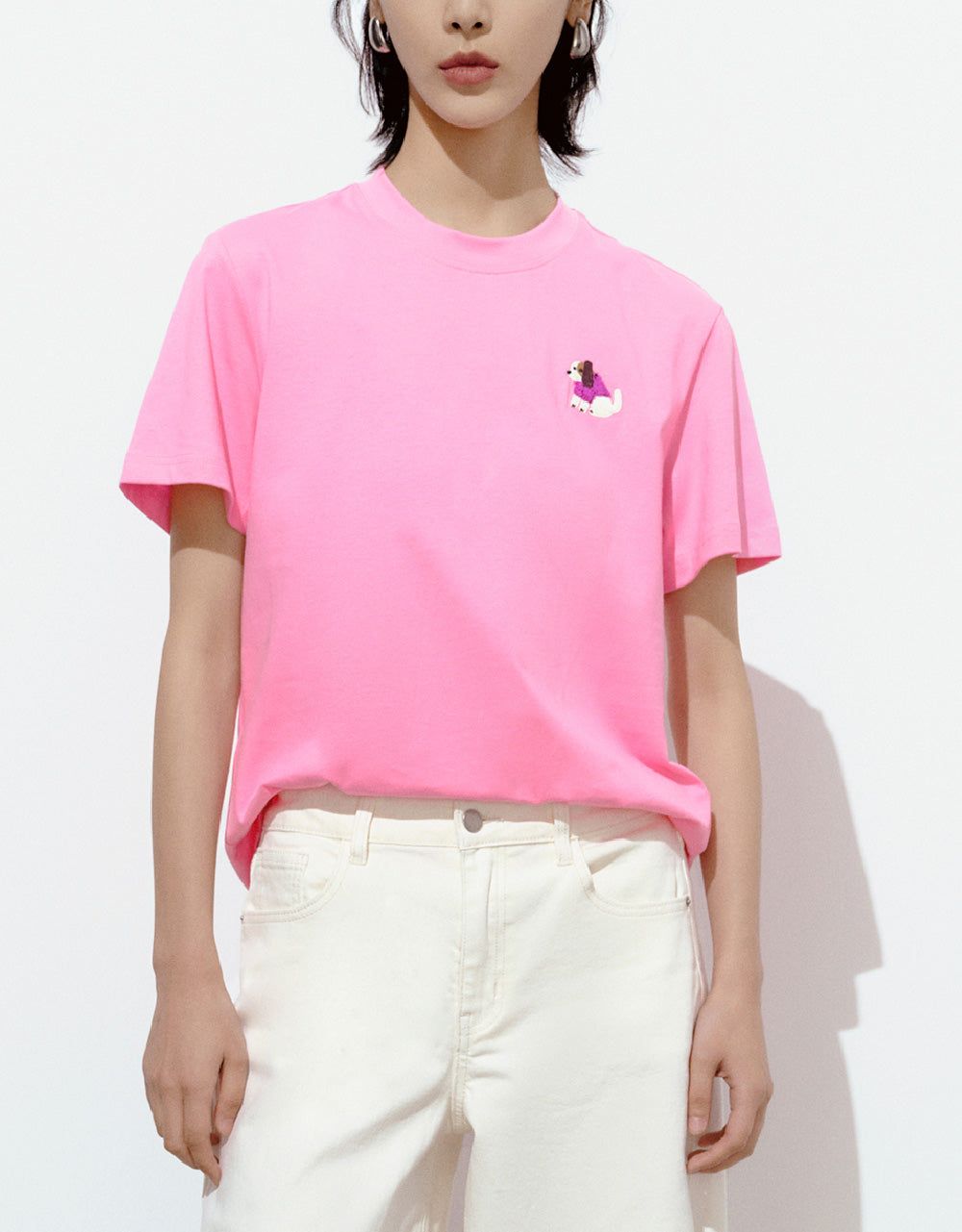 Dog Embroidered Crew Neck T-Shirt sold by Urban Revivo product image thumbnail 2