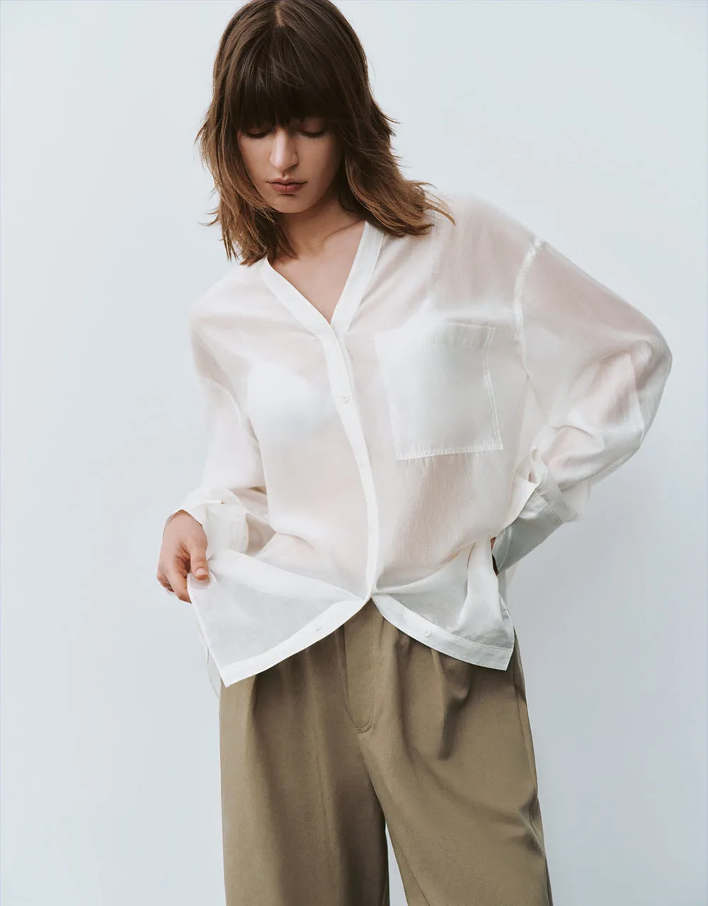 Notch Neck Oversized Shirt sold by Urban Revivo
