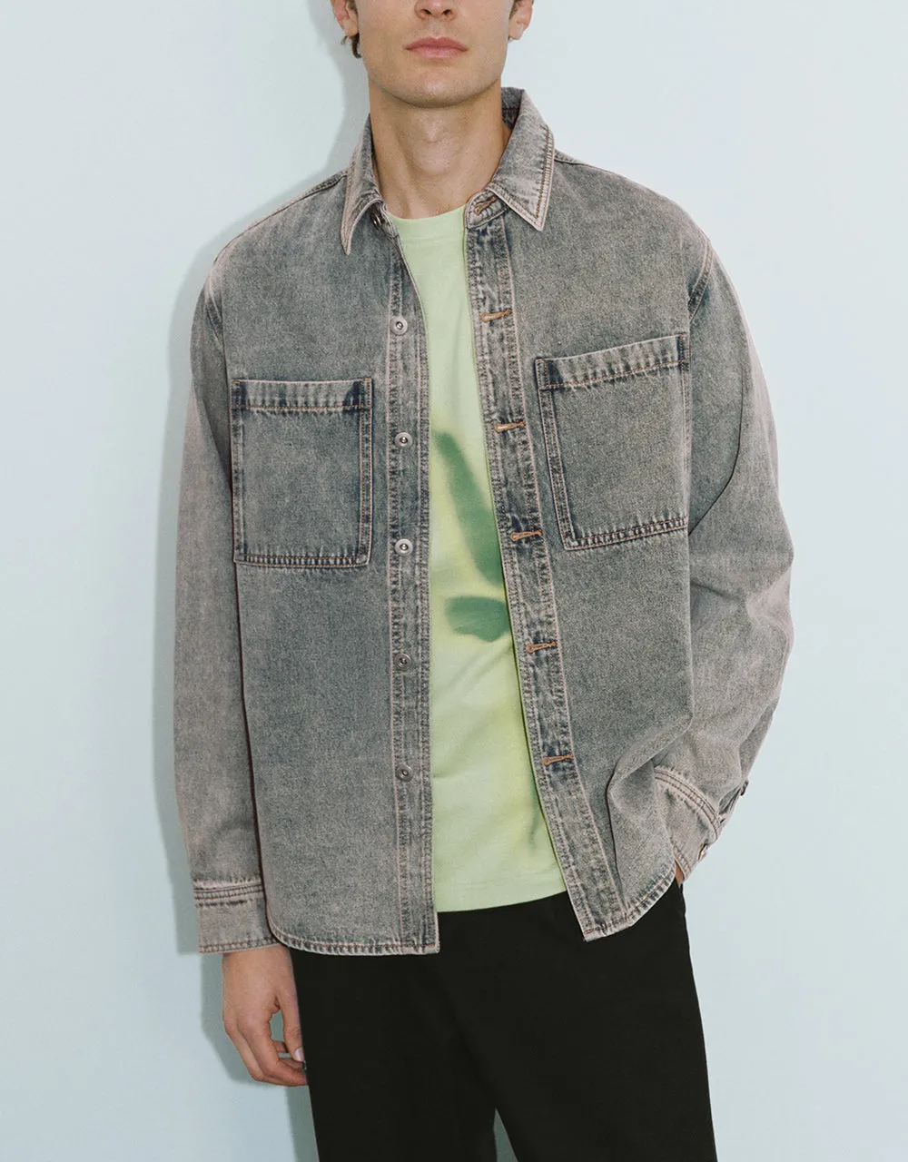 Button Up Loose Denim Shirt sold by Urban Revivo product image thumbnail 2