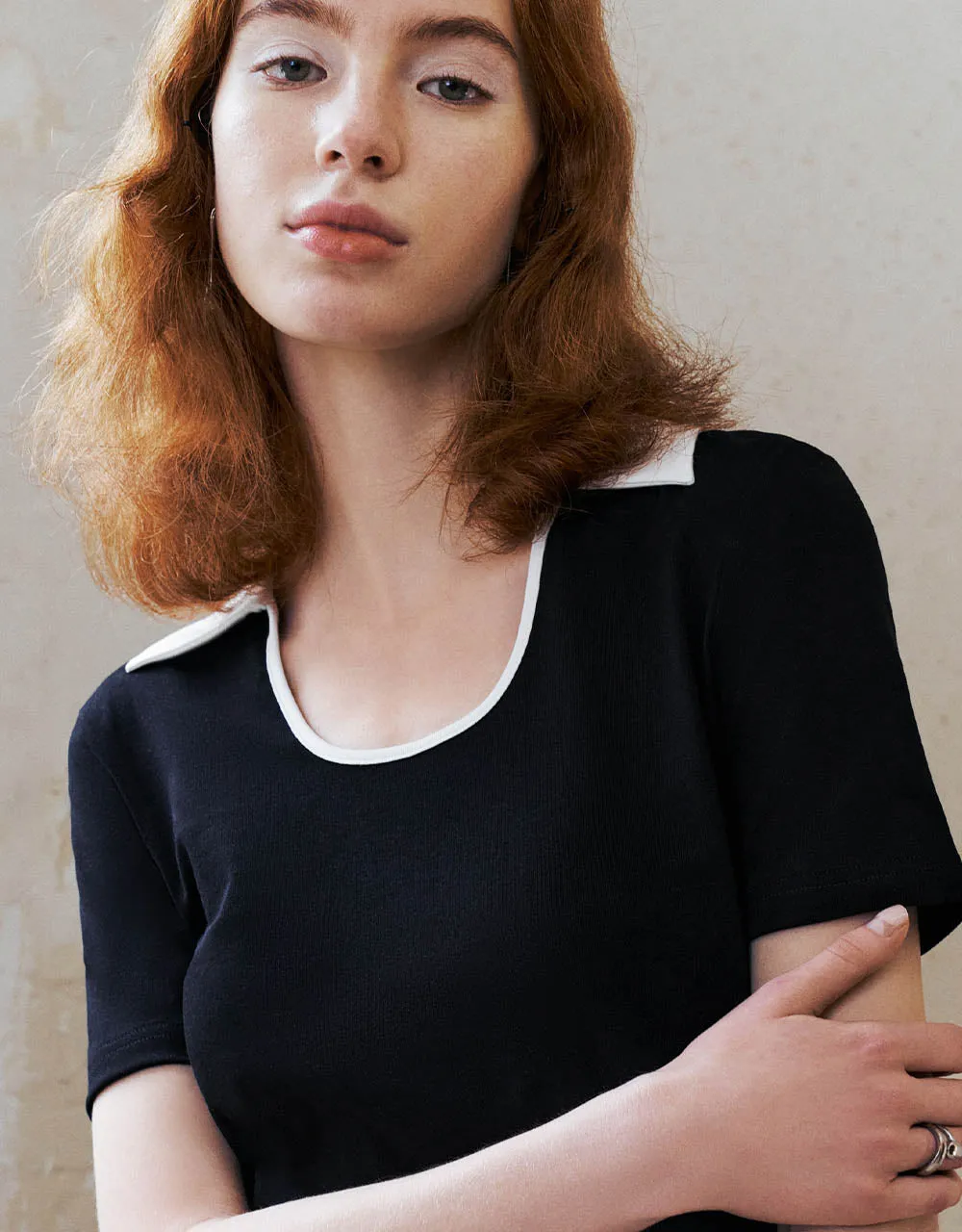 Lapel Skinny Knitted T-Shirt sold by Urban Revivo product image thumbnail 4