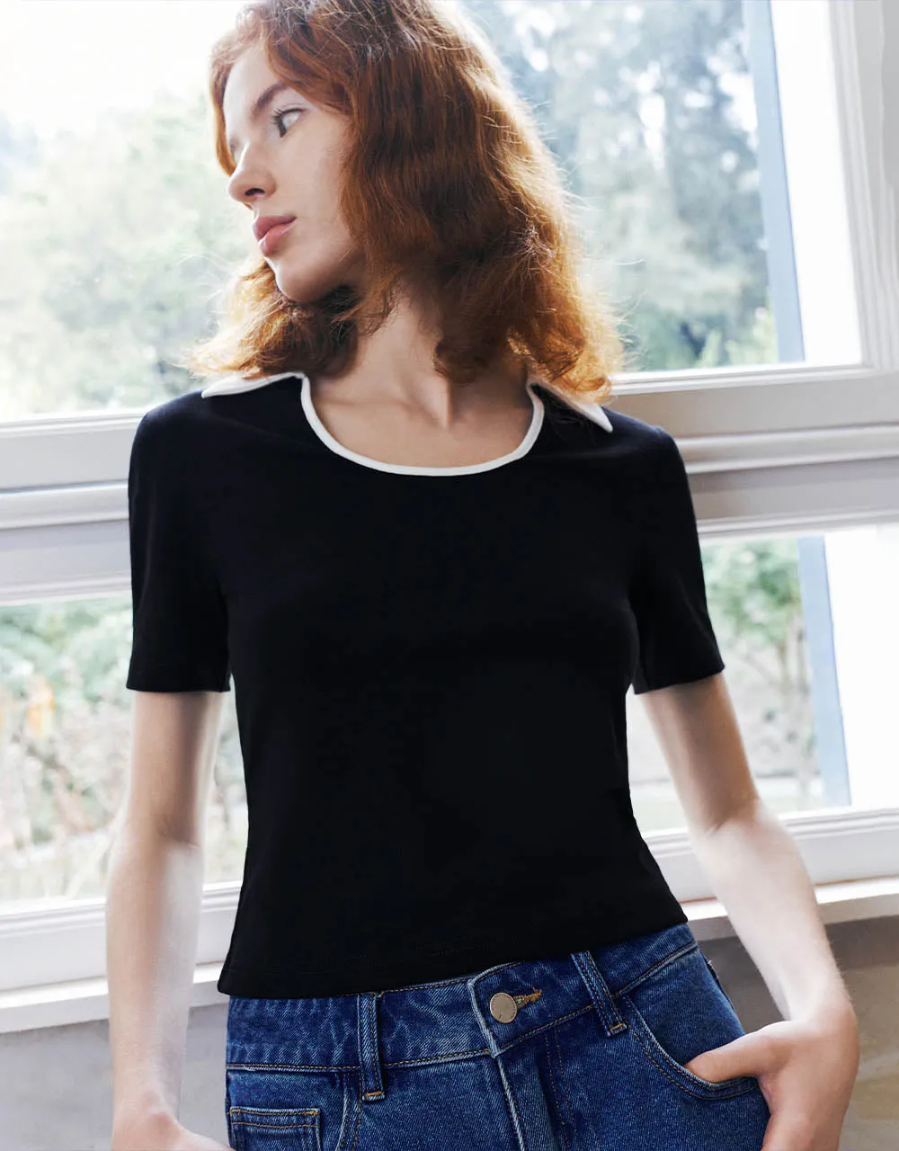 Lapel Skinny Knitted T-Shirt sold by Urban Revivo product image thumbnail 3