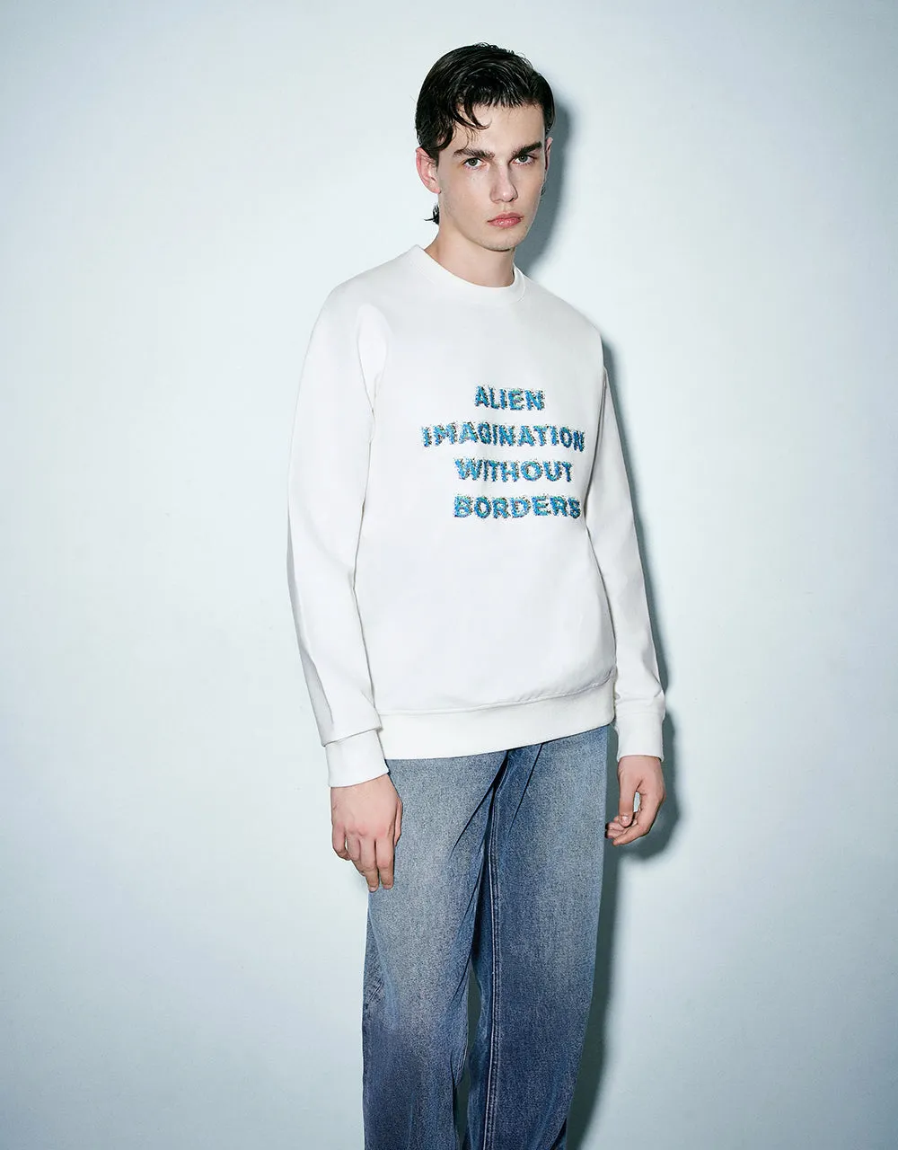 Letter Printed Crew Neck Sweatshirt sold by Urban Revivo product image thumbnail 3