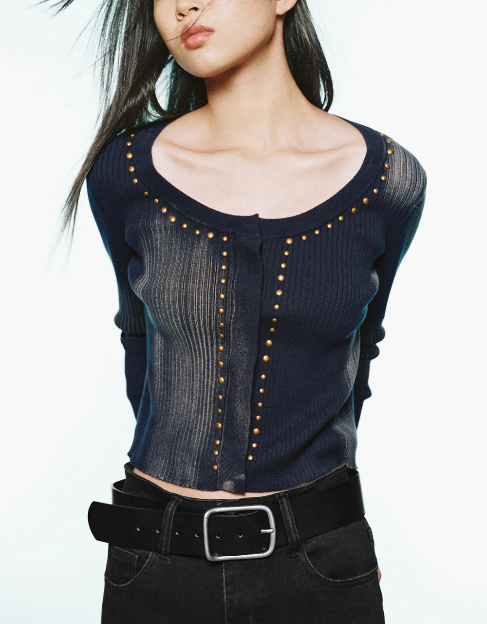 Studded Decor Knitted Cardigan sold by Urban Revivo product image thumbnail 2