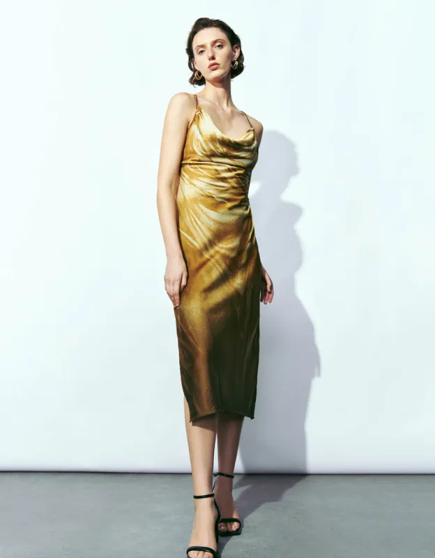 Cowl Neck Skinny Cami Dress sold by Urban Revivo