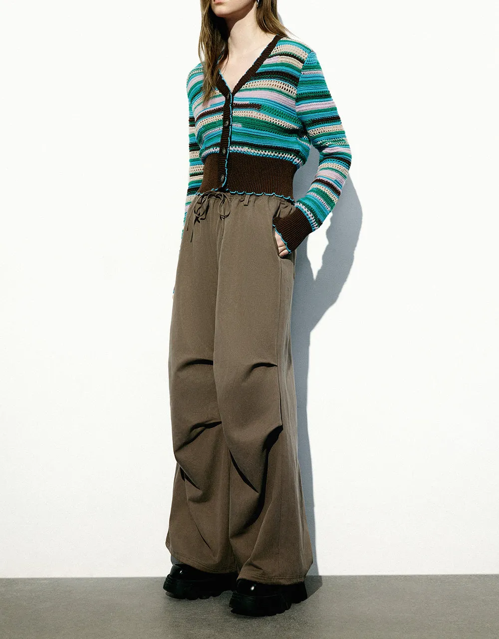 Drawstring Waist Wide-Leg Pants sold by Urban Revivo product image thumbnail 4