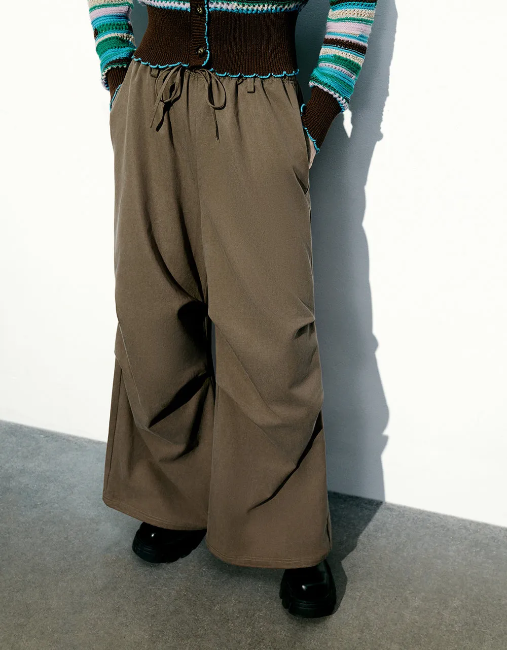 Drawstring Waist Wide-Leg Pants sold by Urban Revivo product image thumbnail 2