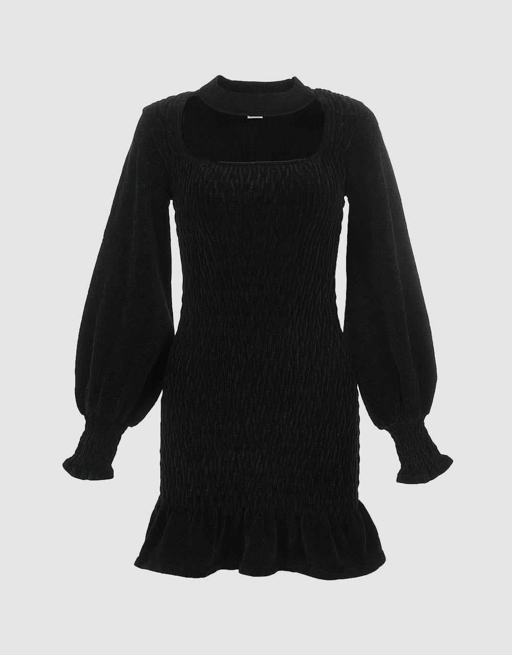Choker Neck Puff Sleeve Knitted Dress sold by Urban Revivo
