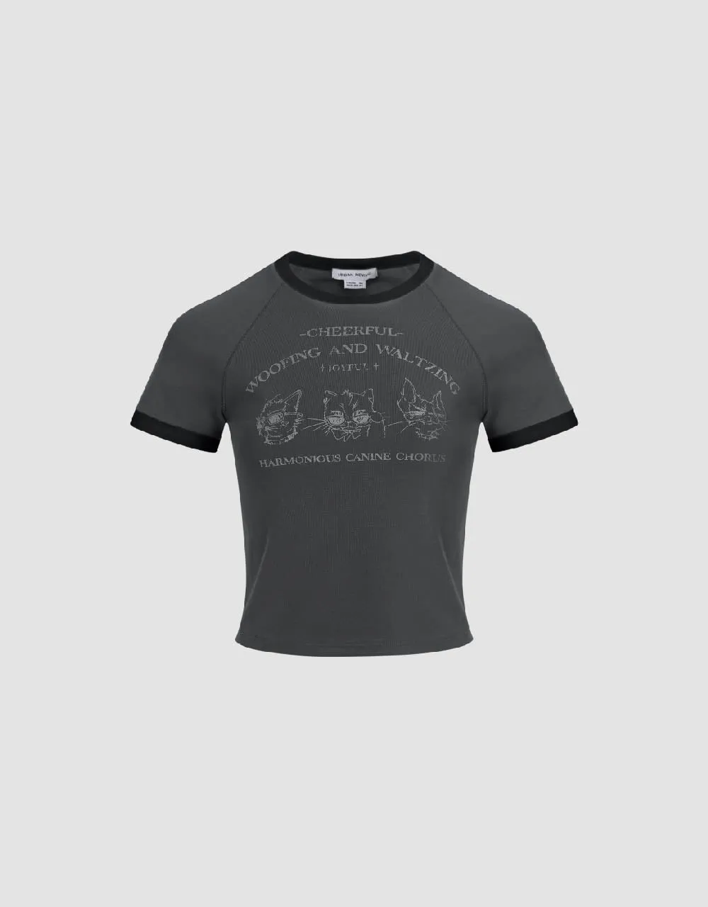 Printed Crew Neck Skinny T-Shirt sold by Urban Revivo