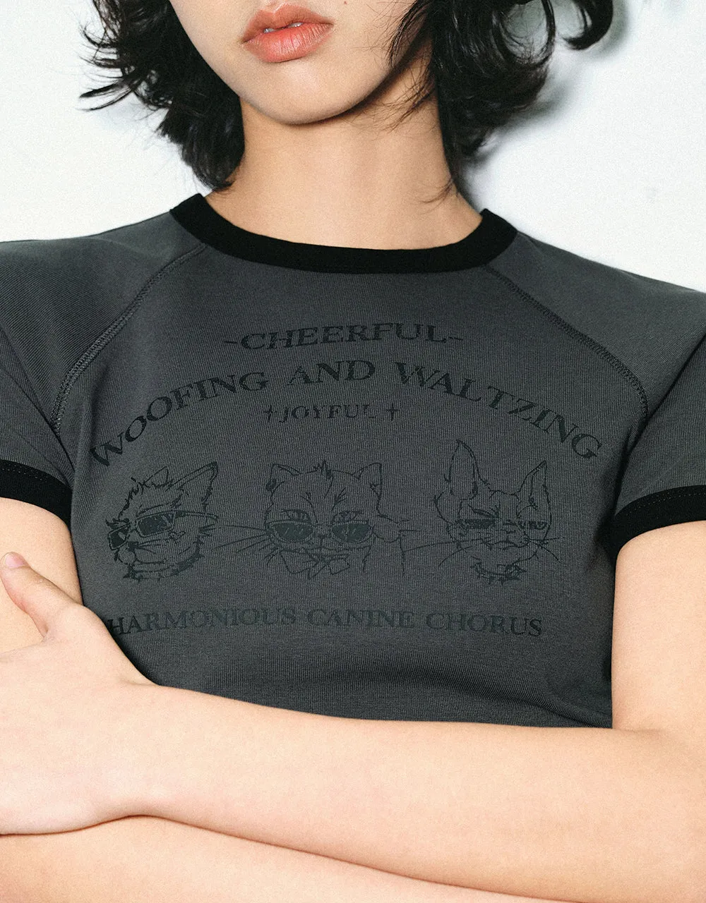 Printed Crew Neck Skinny T-Shirt sold by Urban Revivo product image thumbnail 4