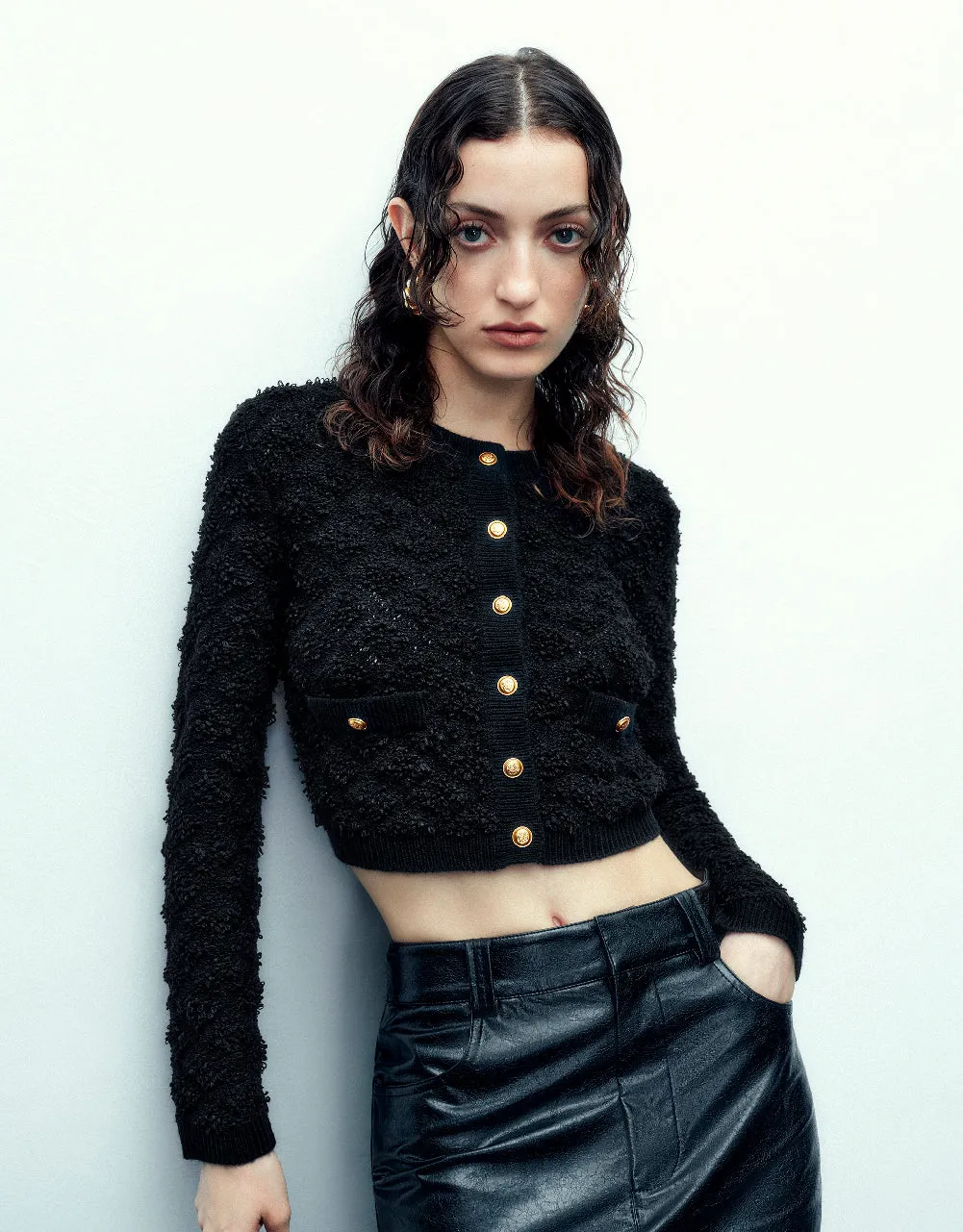 Button Up Tweed Knitted Cardigan sold by Urban Revivo product image thumbnail 2