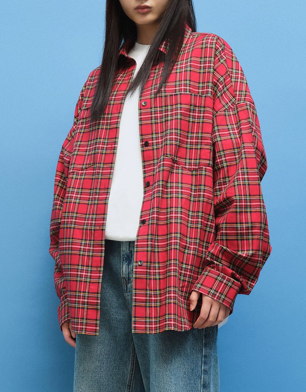 Plaid Drop Shoulder Button Up Shirt sold by Urban Revivo product image thumbnail 3